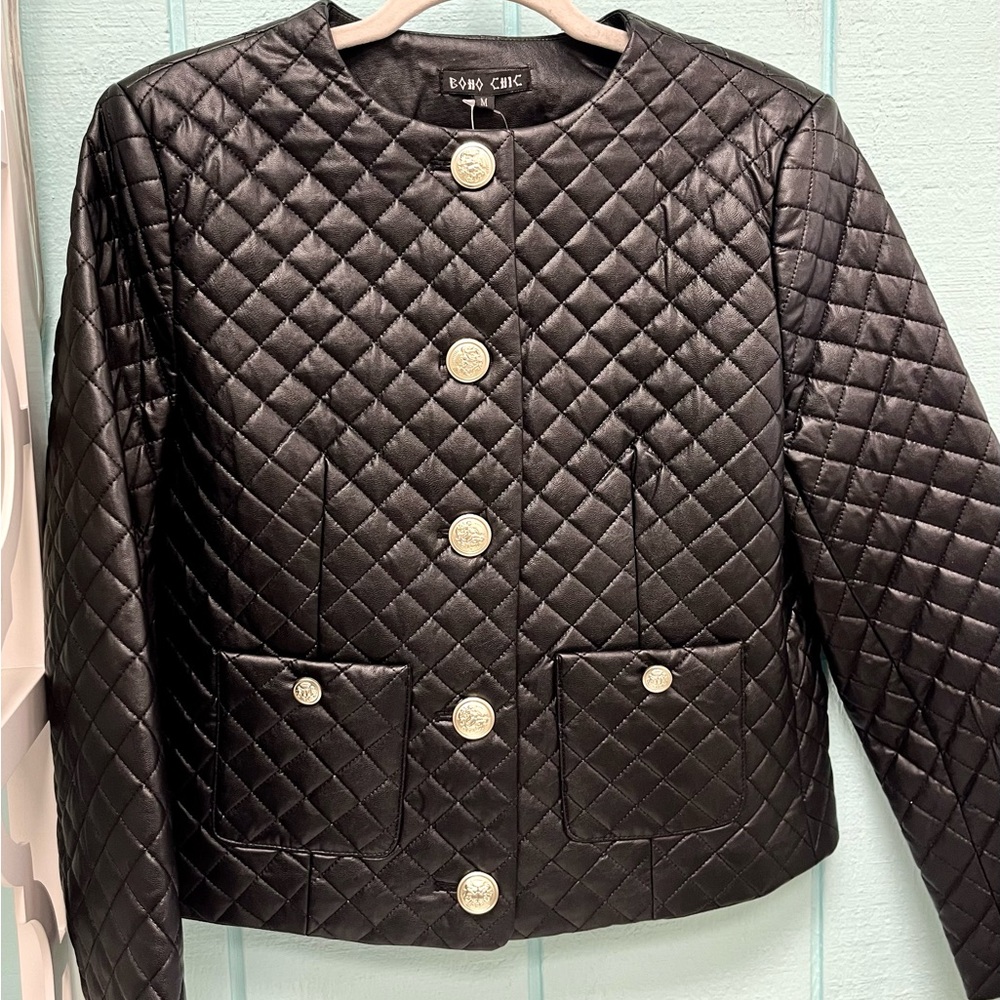 Chic Black Quilted Women's Blazer